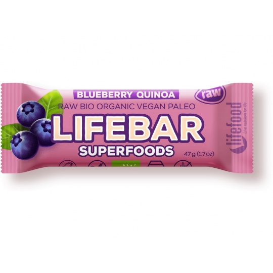 Bio tyčinka Lifebar Superfoods borůvka quinoa 47g