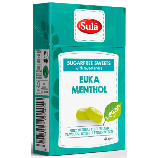Bonbóny bez cukru Euka menthol SULÁ 44g