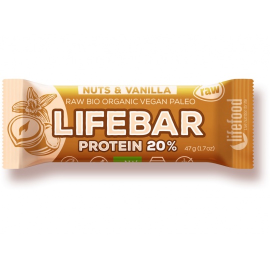Bio tyčinka Lifebar protein Vanilla nuts 47g min.trv.16.7.2023